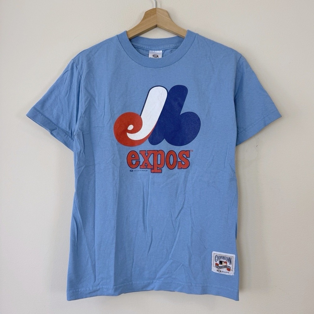 Vintage Y2k Montreal Expos MLB Baseball Graphic Blue Tee Shirt - Small
